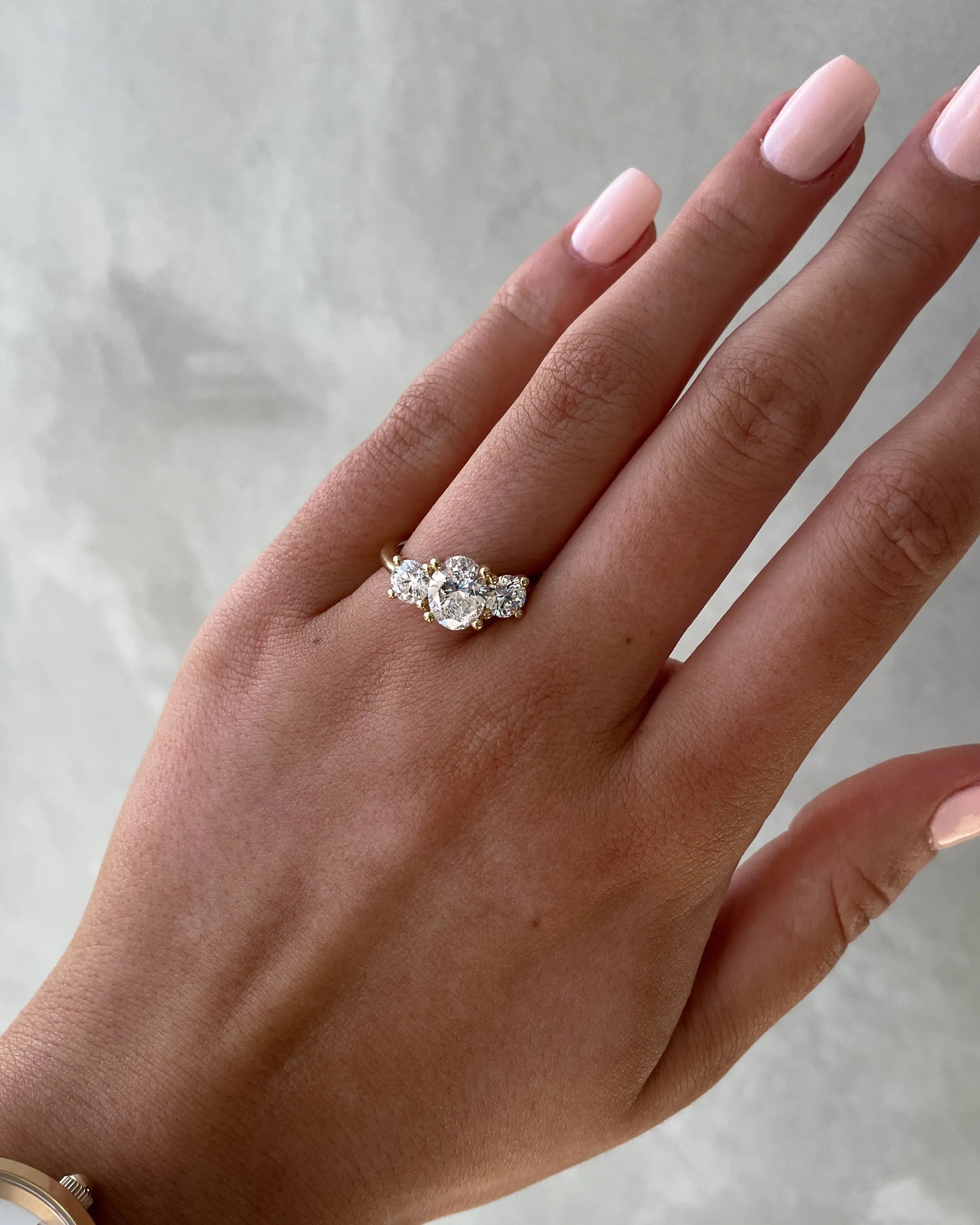 1.50 ct Oval Three Stone D-VVS Lab Grown Diamond Engagement Ring