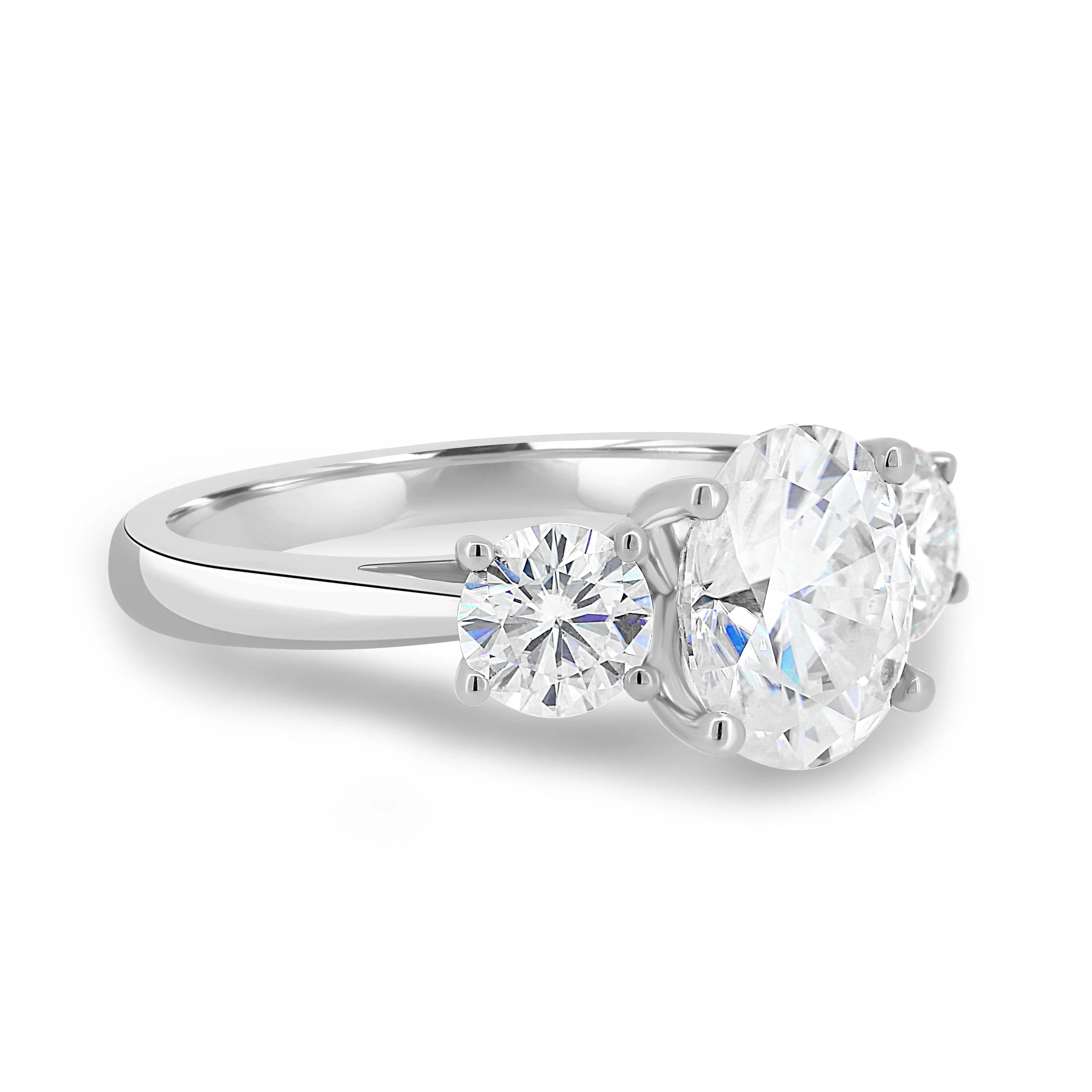 1.50 ct Oval Three Stone D-VVS Lab Grown Diamond Engagement Ring