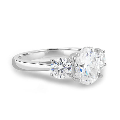 1.50 ct Oval Three Stone D-VVS Lab Grown Diamond Engagement Ring