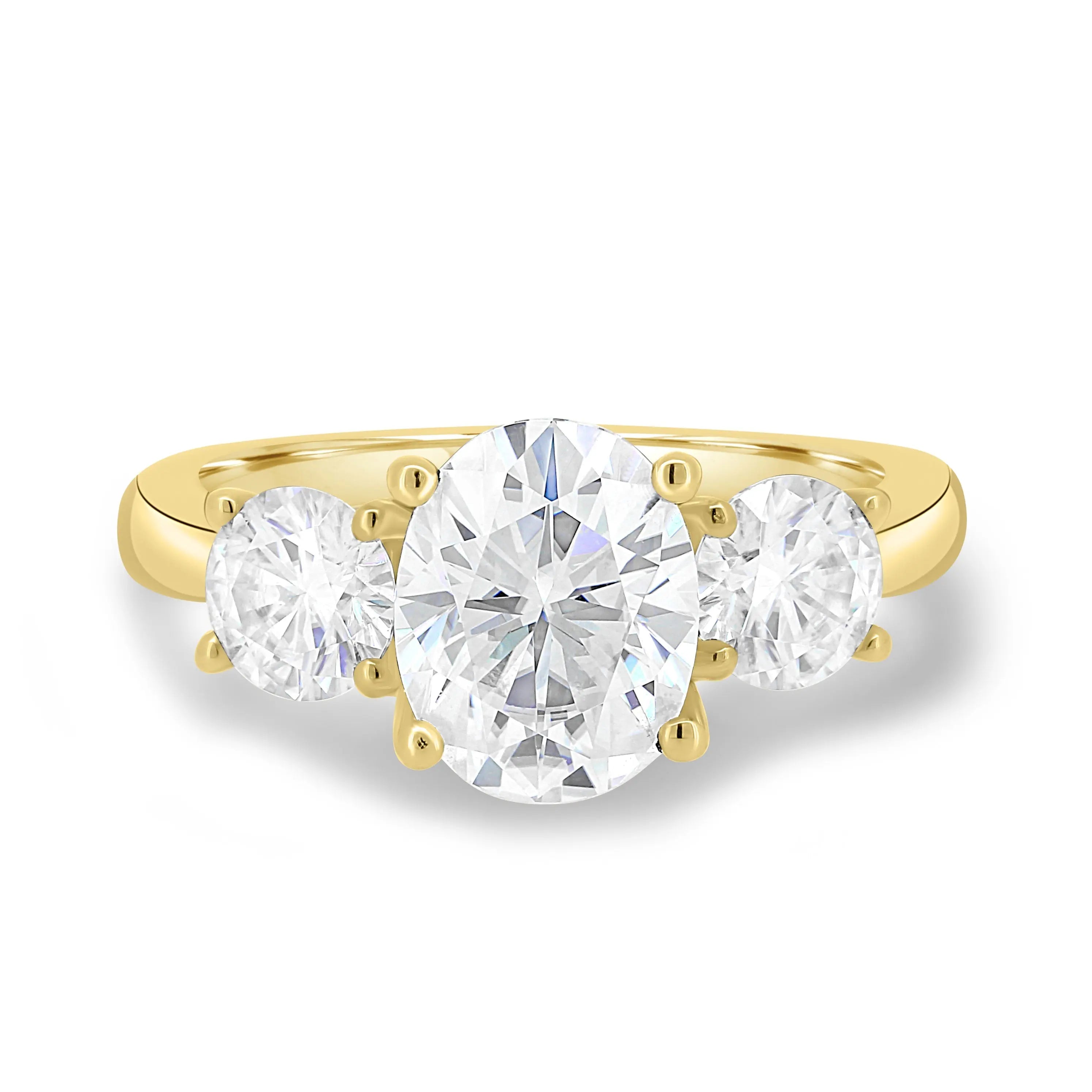1.50 ct Oval Three Stone D-VVS Lab Grown Diamond Engagement Ring