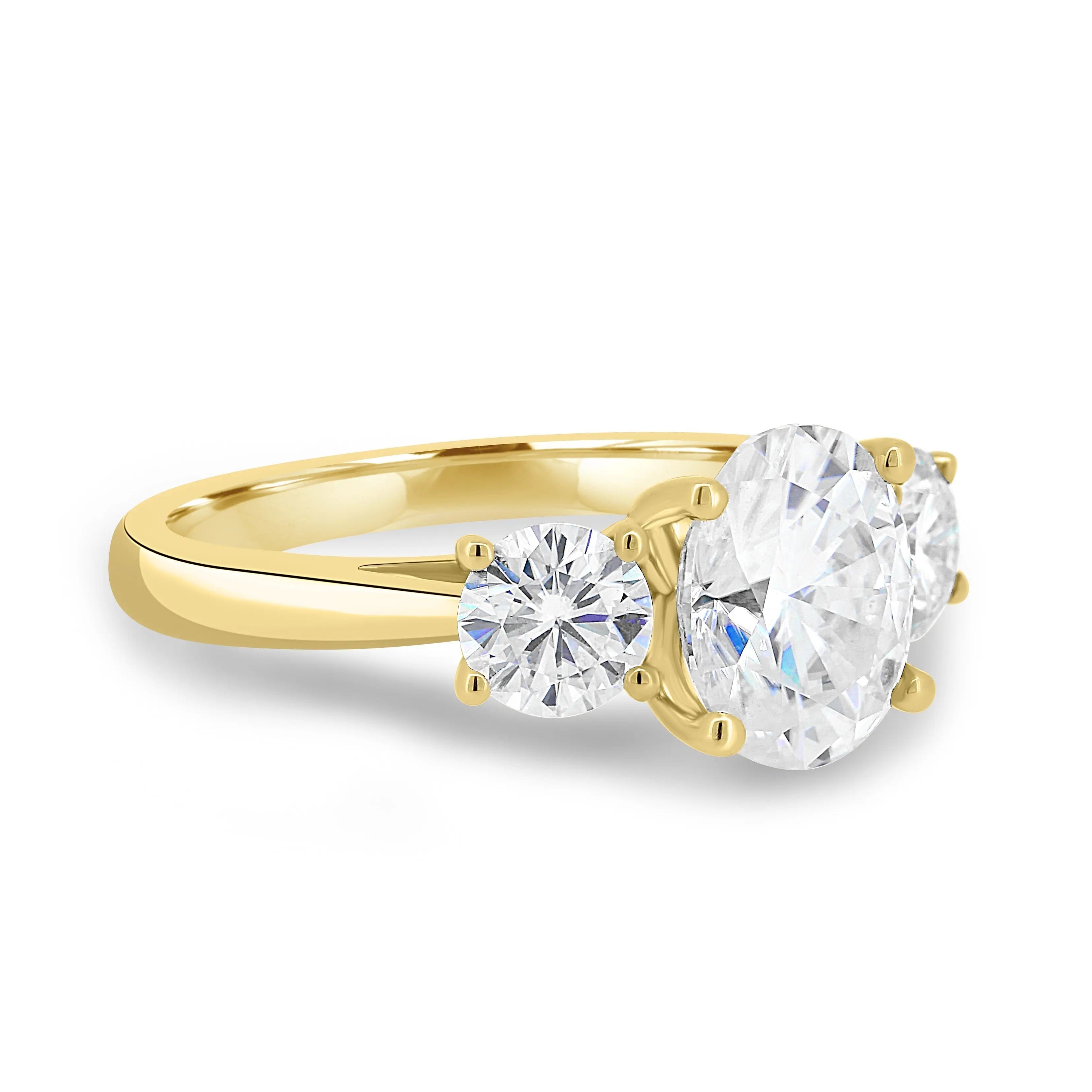 1.50 ct Oval Three Stone D-VVS Lab Grown Diamond Engagement Ring