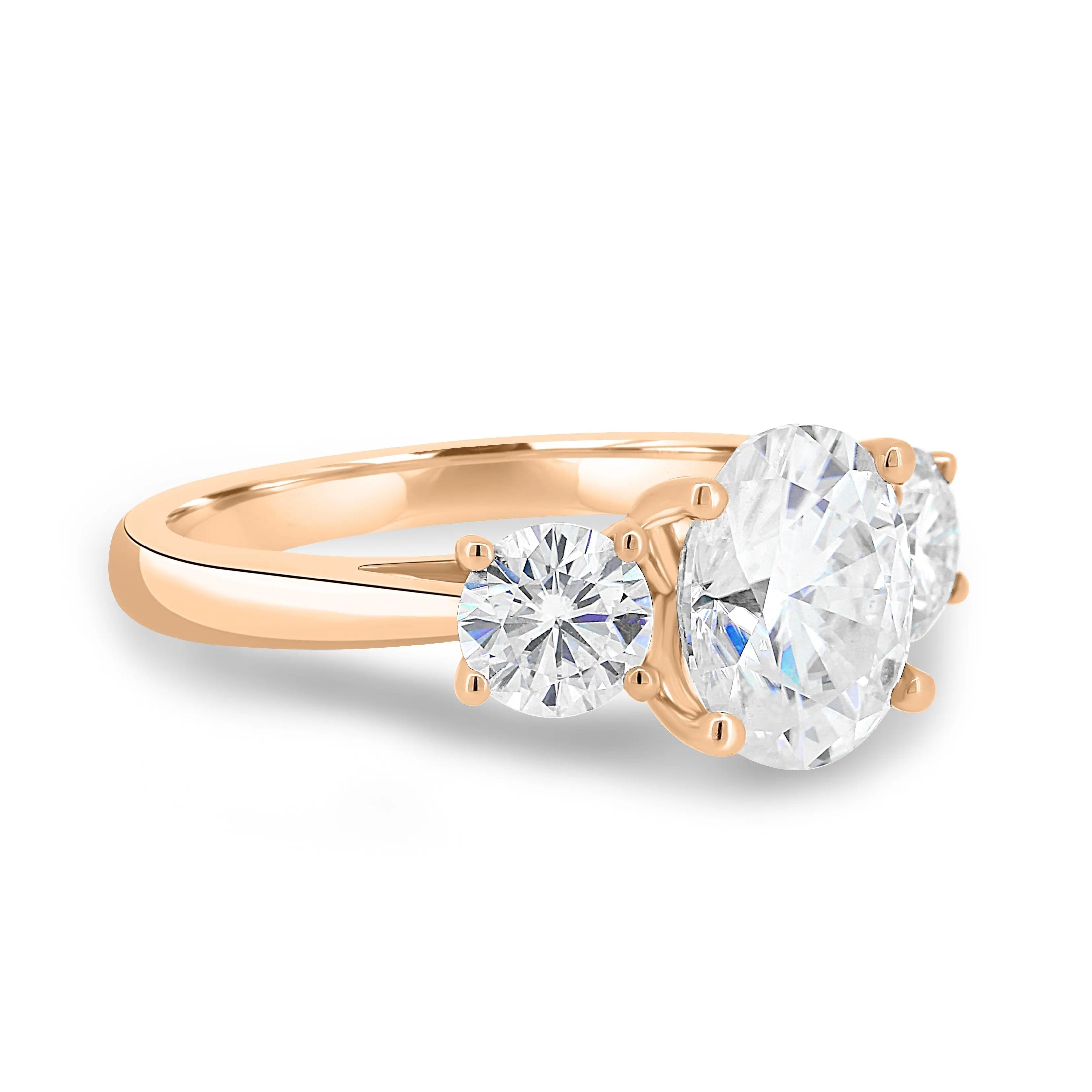 1.50 ct Oval Three Stone D-VVS Lab Grown Diamond Engagement Ring