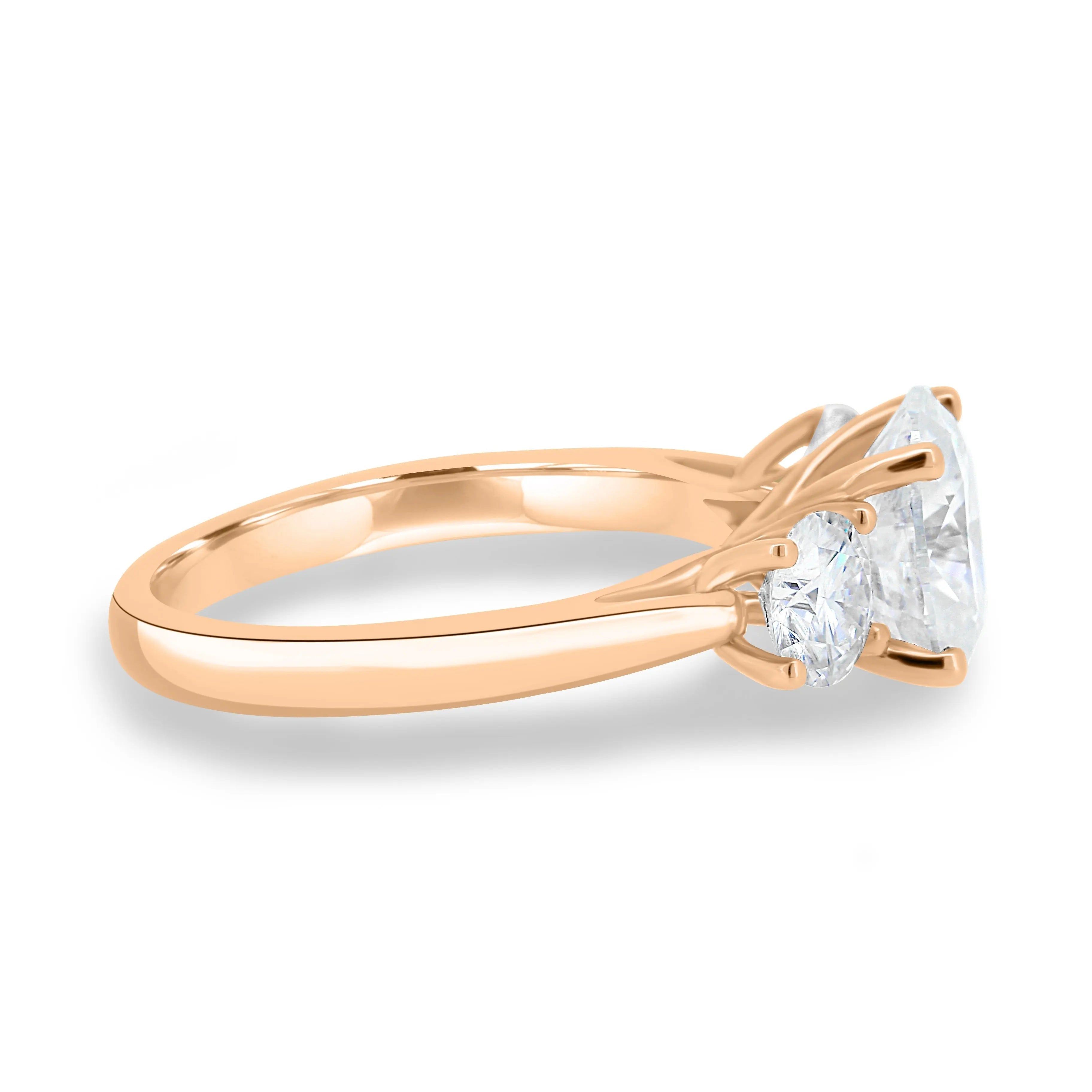 1.50 ct Oval Three Stone D-VVS Lab Grown Diamond Engagement Ring