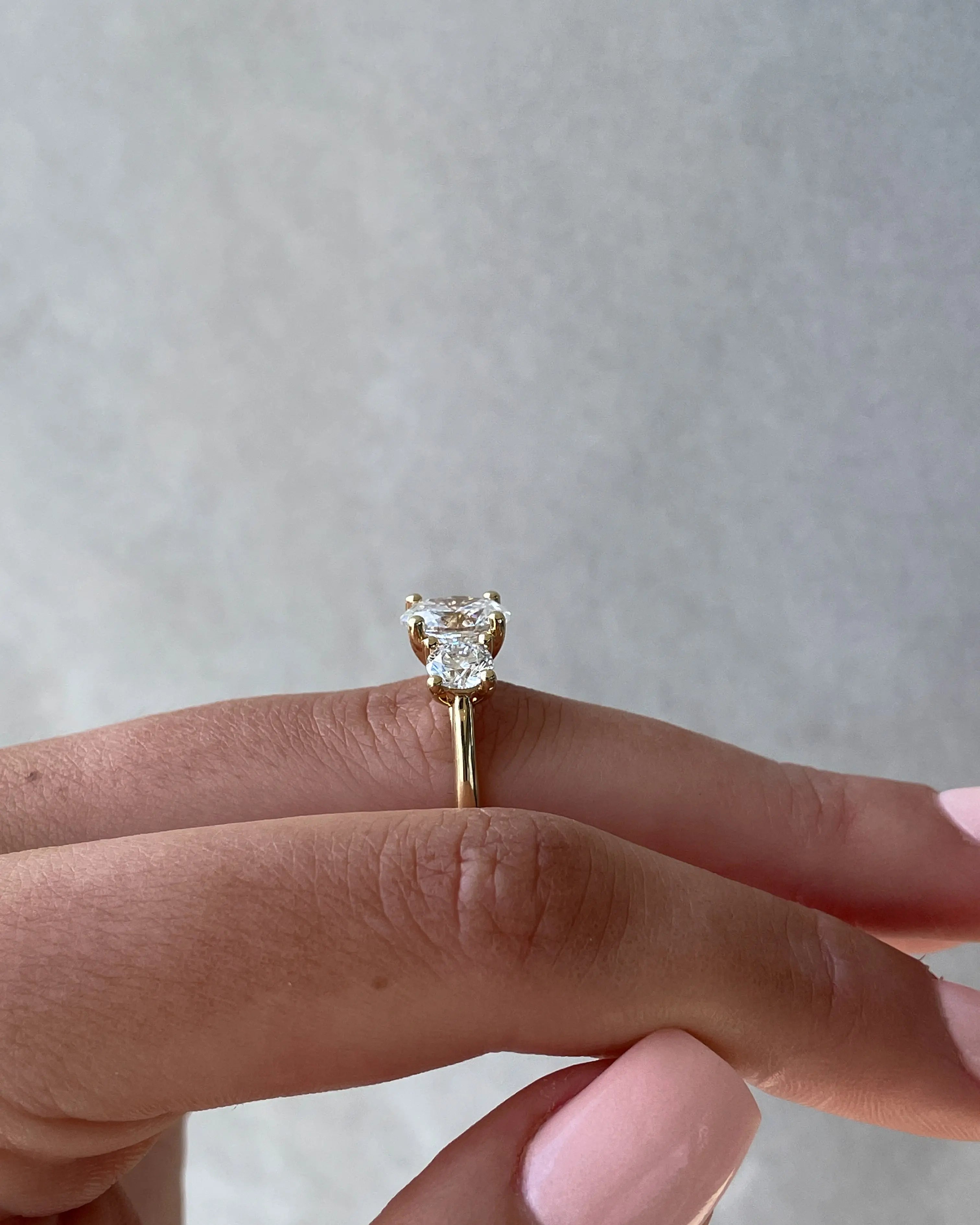 1.50 ct Oval Three Stone D-VVS Lab Grown Diamond Engagement Ring