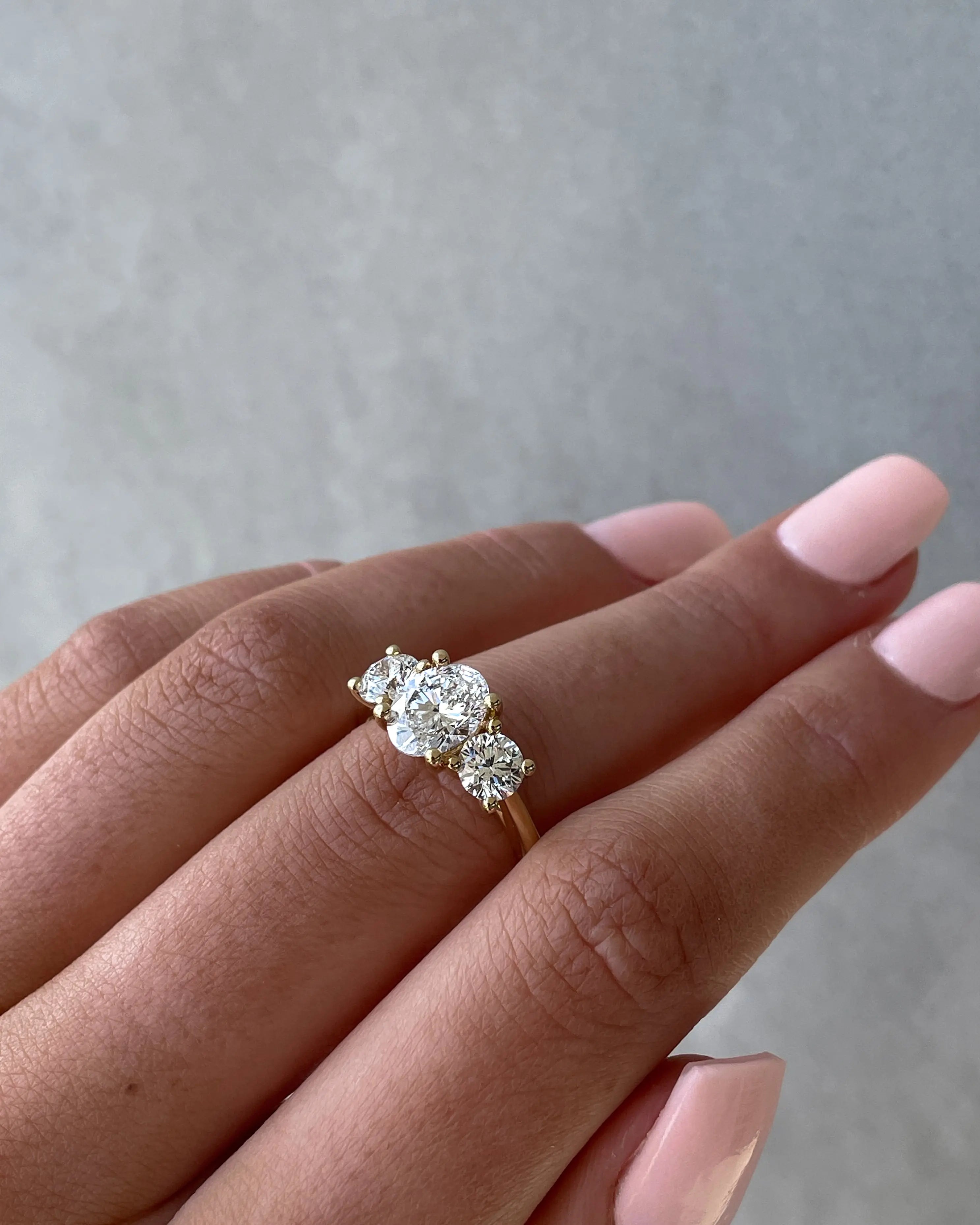 1.50 ct Oval Three Stone D-VVS Lab Grown Diamond Engagement Ring