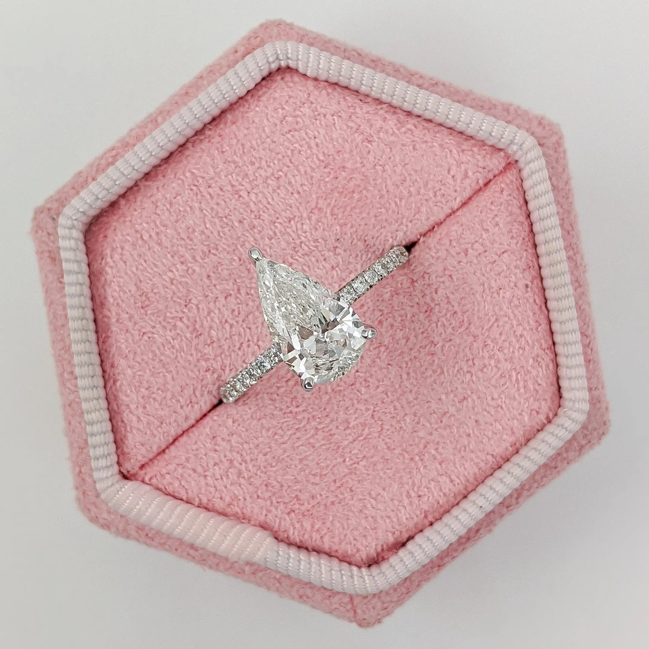 2.0 Ct Pear D-VVS Lab Grown Diamond Pave Engagement Ring