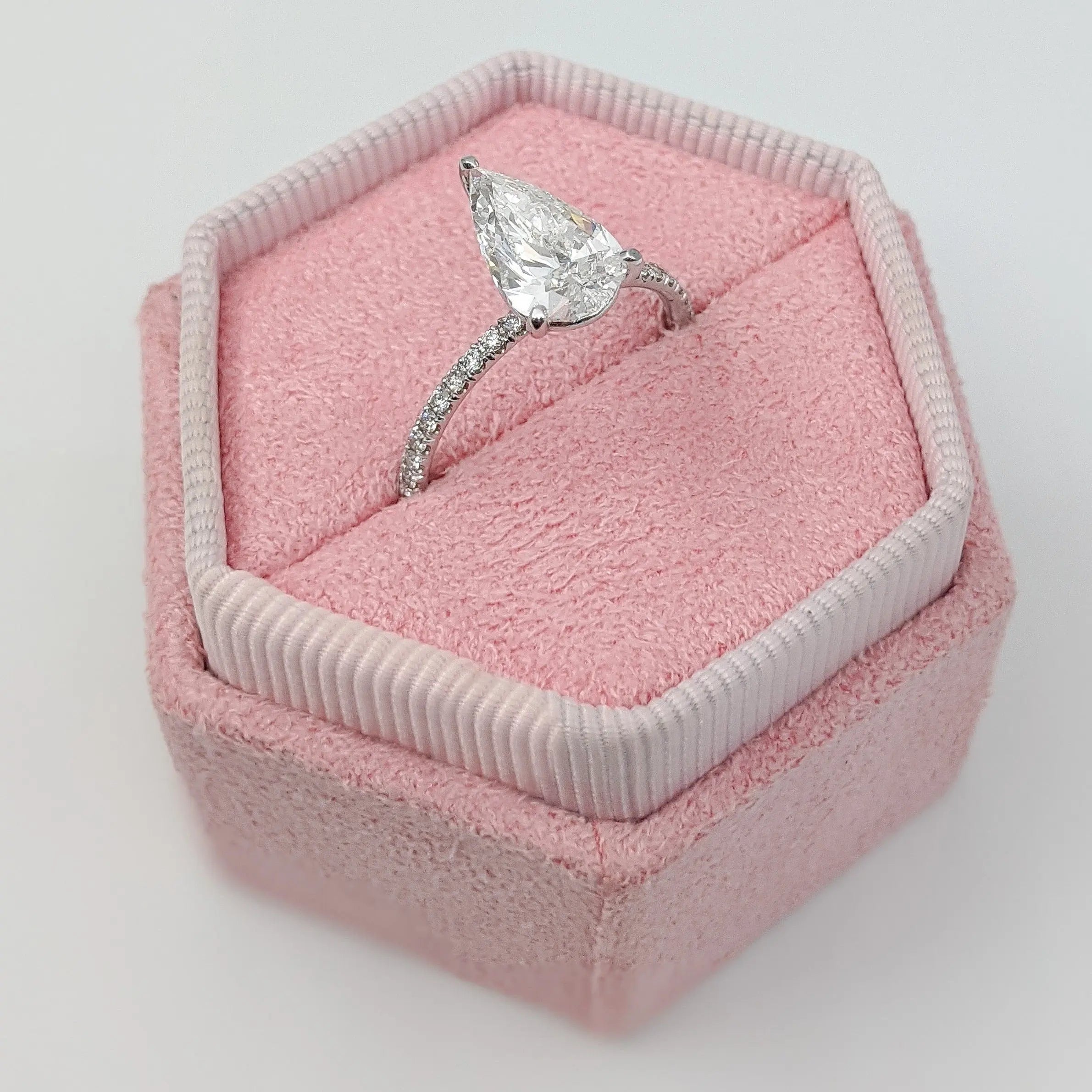 2.0 Ct Pear D-VVS Lab Grown Diamond Pave Engagement Ring