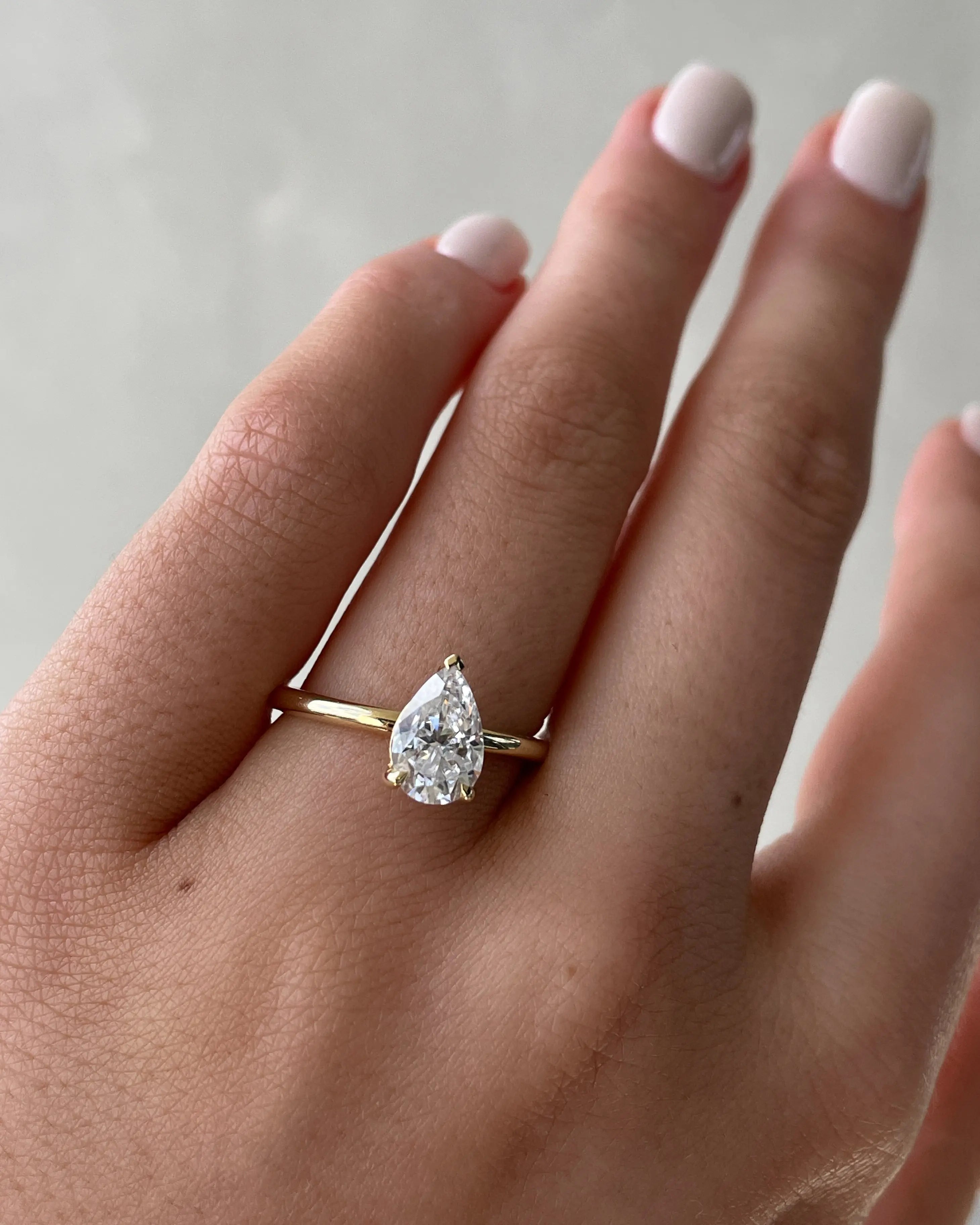 2.0 Ct Pear Solitaire D-VVS Lab Grown Diamond Engagement Ring