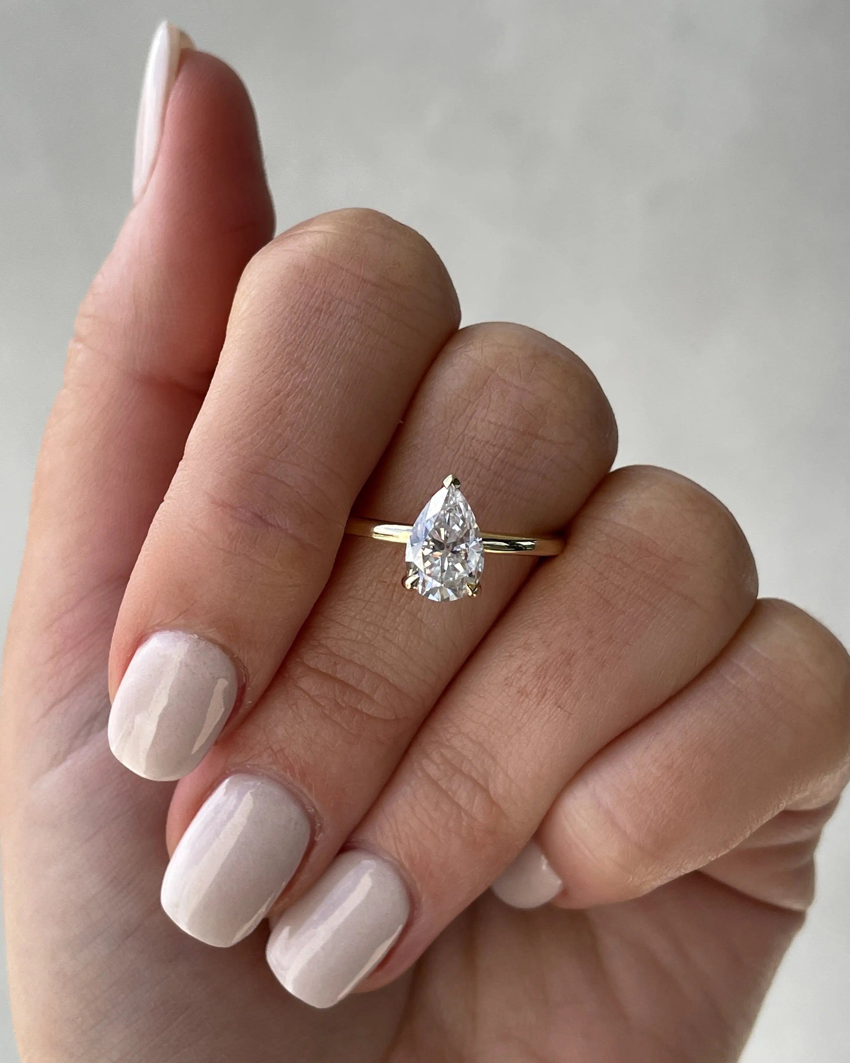 2.0 Ct Pear Solitaire D-VVS Lab Grown Diamond Engagement Ring