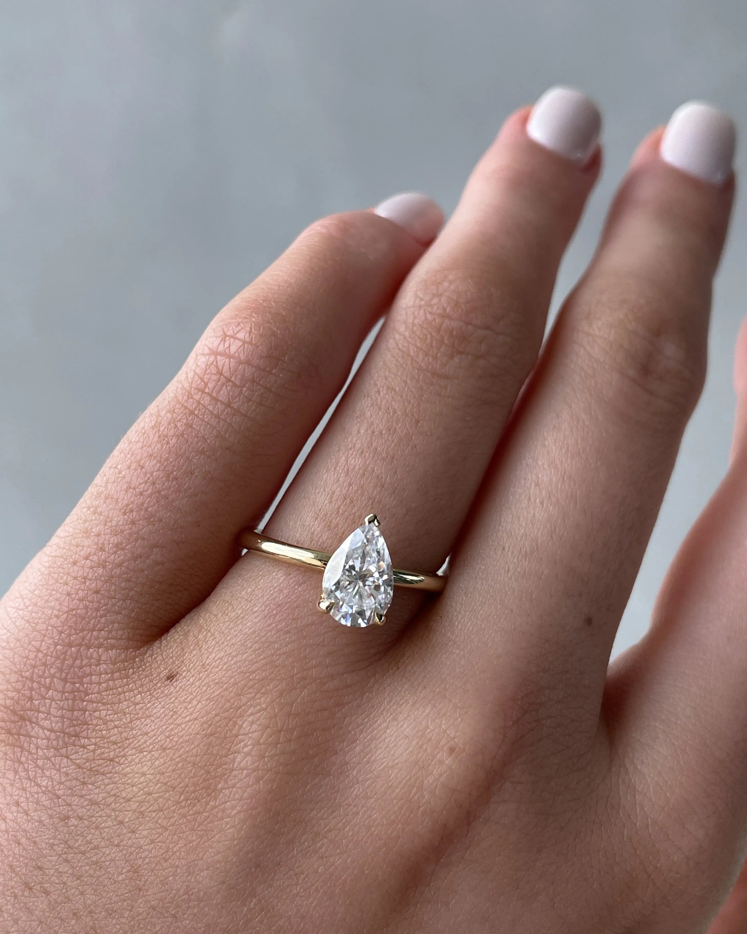 2.0 Ct Pear Solitaire D-VVS Lab Grown Diamond Engagement Ring