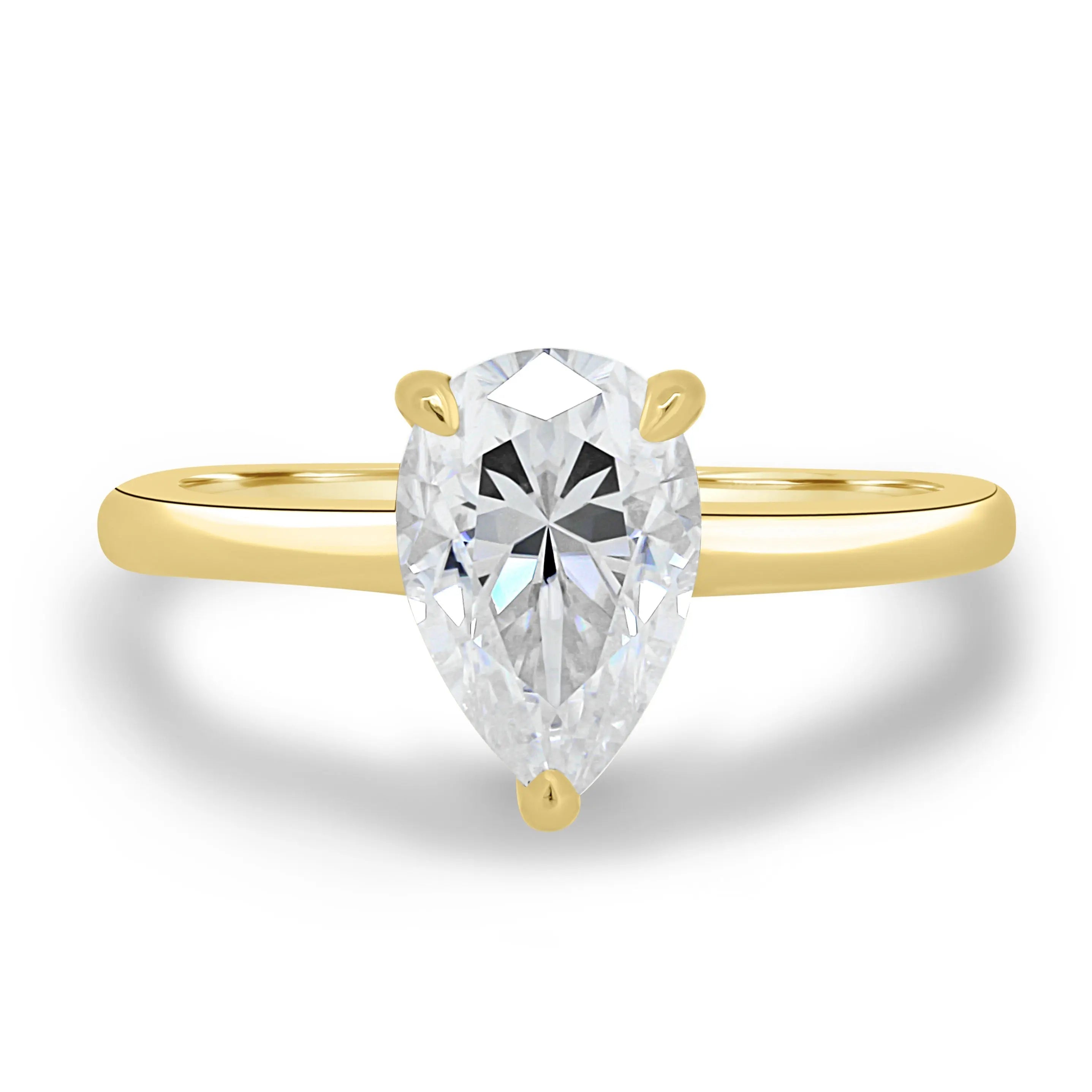 2.0 Ct Pear Solitaire D-VVS Lab Grown Diamond Engagement Ring