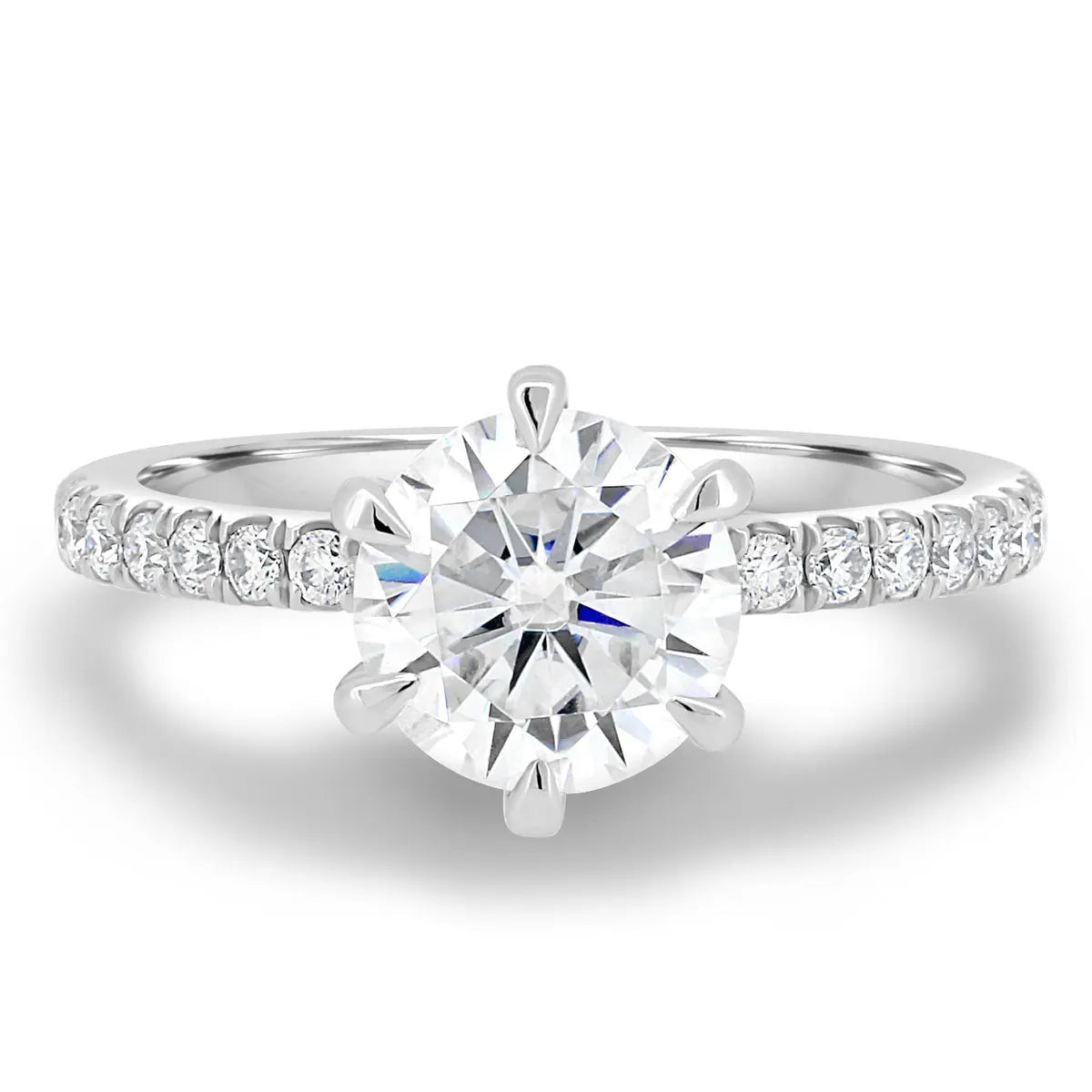 2.0ct Round Cut Pave D-VVS Lab Grown Diamond Engagement Ring