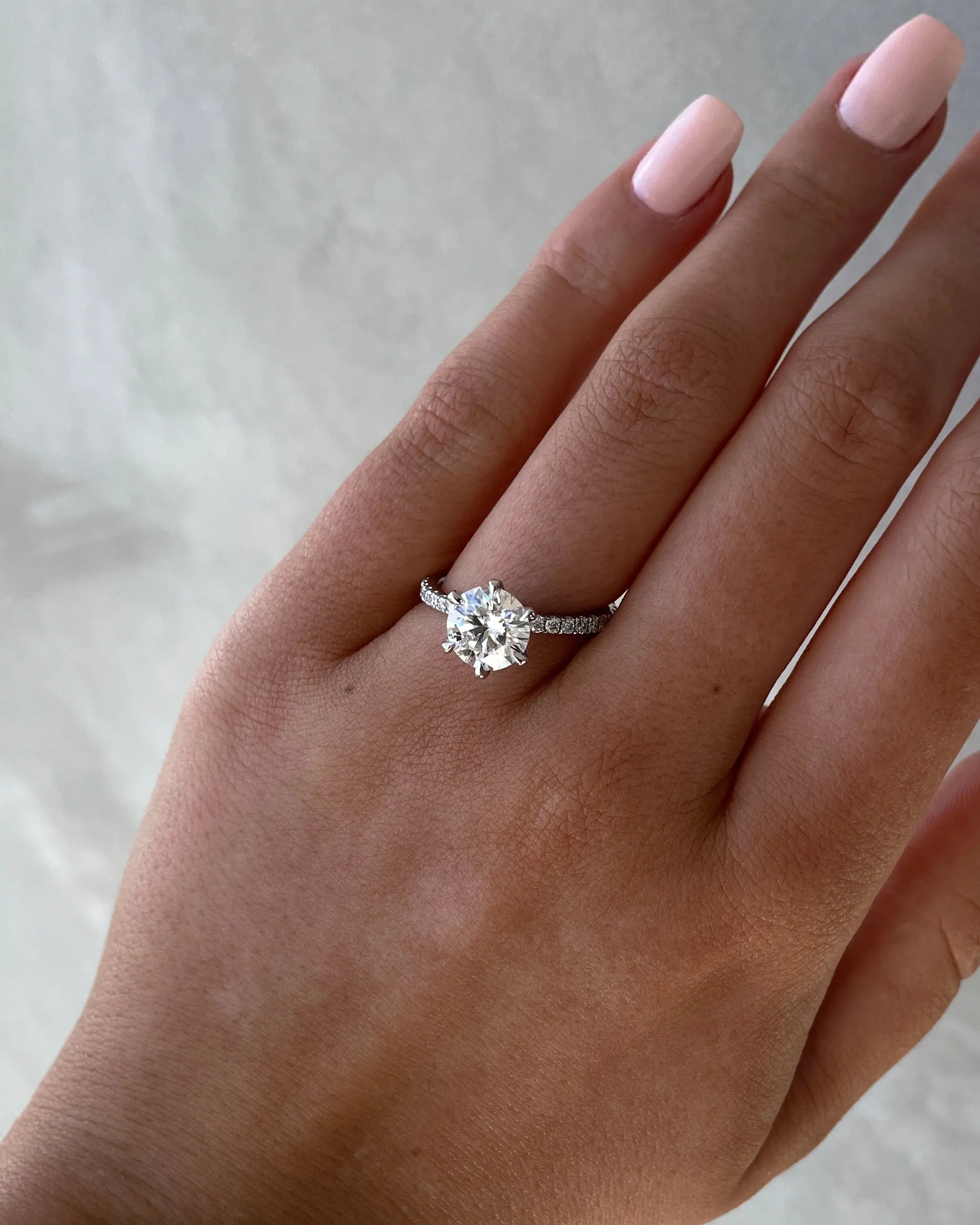 2.0ct Round Cut Pave D-VVS Lab Grown Diamond Engagement Ring