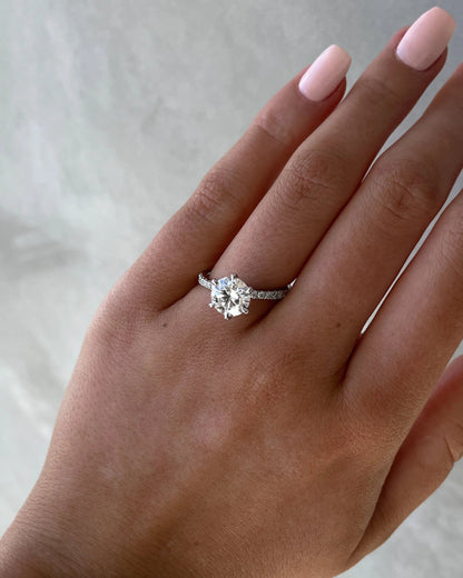 2.0ct Round Cut Pave D-VVS Lab Grown Diamond Engagement Ring