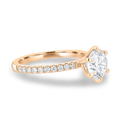2.0ct Round Cut Pave D-VVS Lab Grown Diamond Engagement Ring