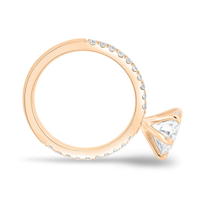 2.0ct Round Cut Pave D-VVS Lab Grown Diamond Engagement Ring