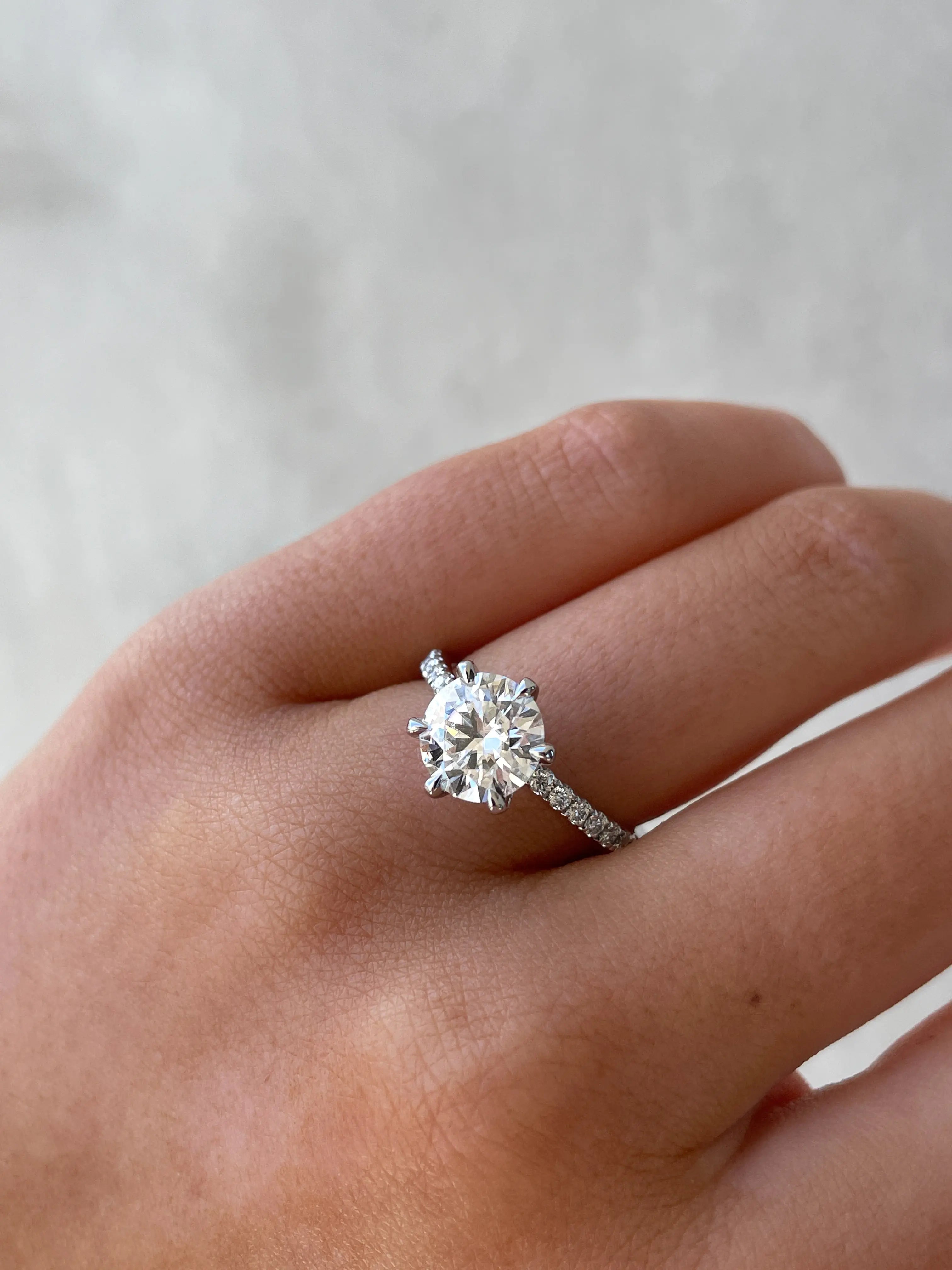 2.0ct Round Cut Pave D-VVS Lab Grown Diamond Engagement Ring
