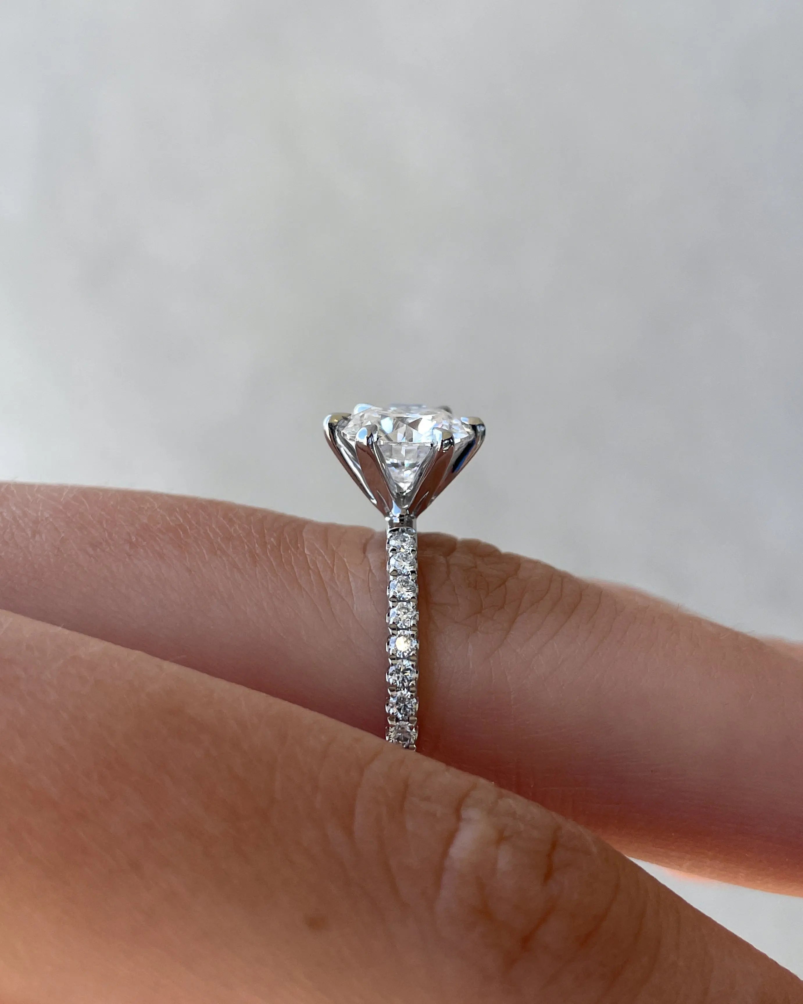 2.0ct Round Cut Pave D-VVS Lab Grown Diamond Engagement Ring