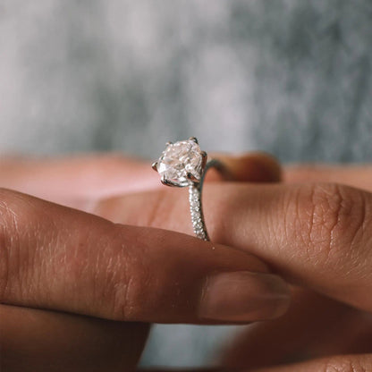 2.0ct Round Cut Pave D-VVS Lab Grown Diamond Engagement Ring