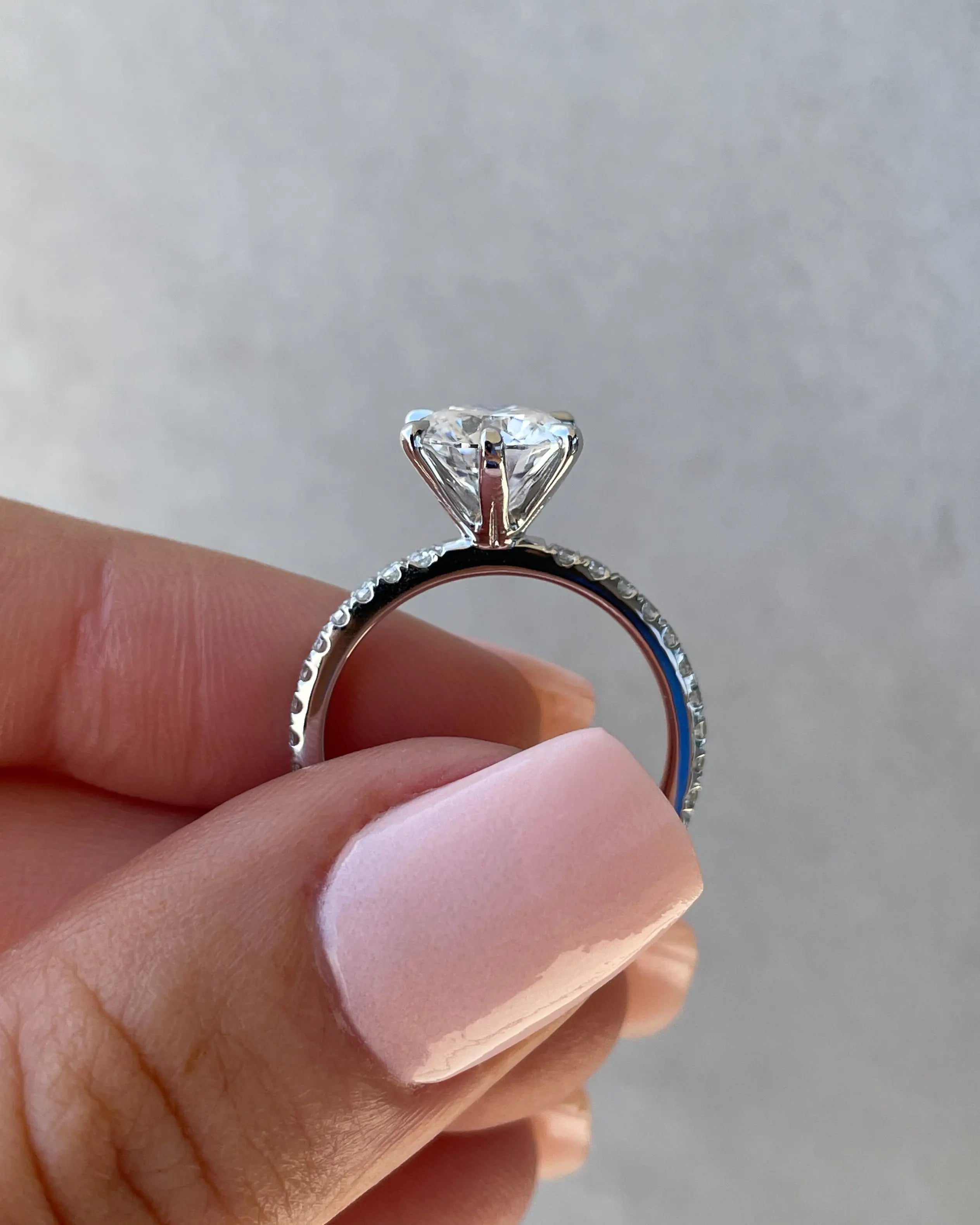 2.0ct Round Cut Pave D-VVS Lab Grown Diamond Engagement Ring