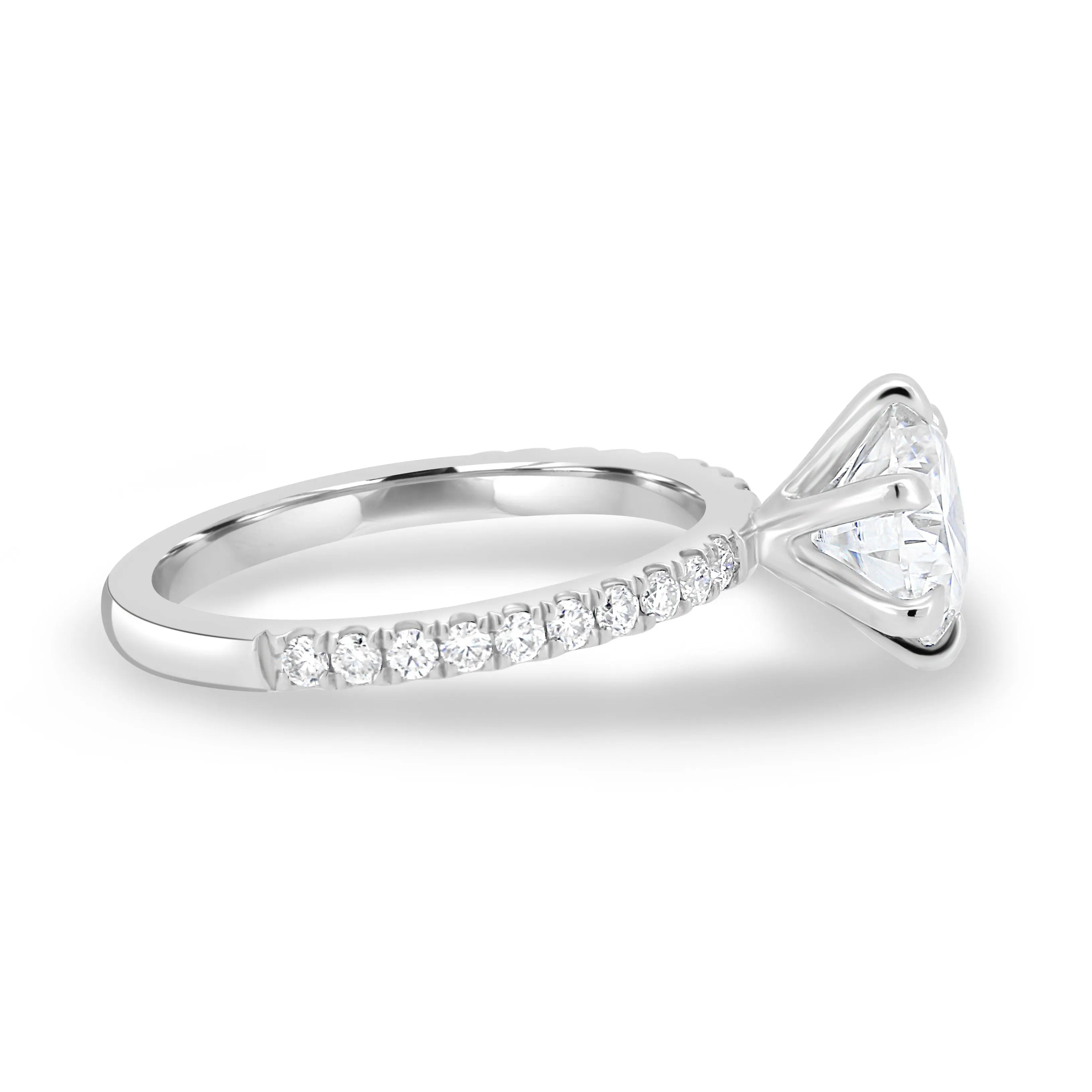 2.0ct Round Cut Pave D-VVS Lab Grown Diamond Engagement Ring