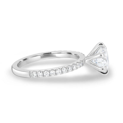 2.0ct Round Cut Pave D-VVS Lab Grown Diamond Engagement Ring