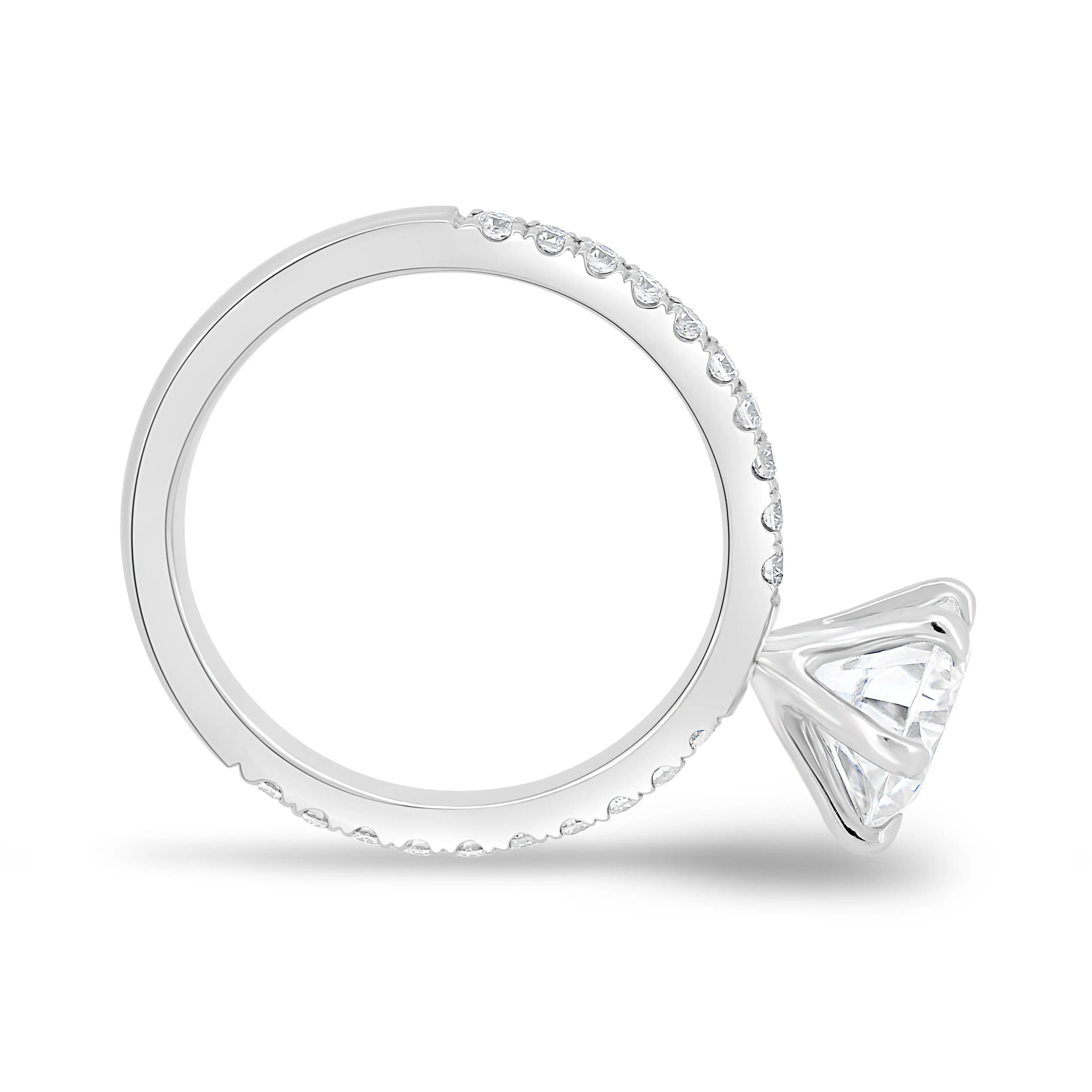 2.0ct Round Cut Pave D-VVS Lab Grown Diamond Engagement Ring