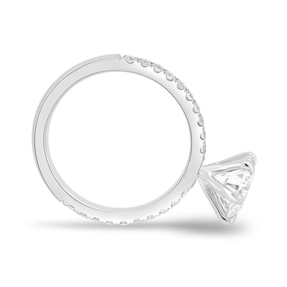 2.0ct Round Cut Pave D-VVS Lab Grown Diamond Engagement Ring
