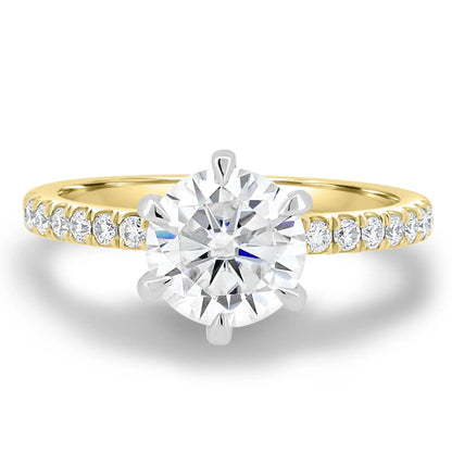 2.0ct Round Cut Pave D-VVS Lab Grown Diamond Engagement Ring