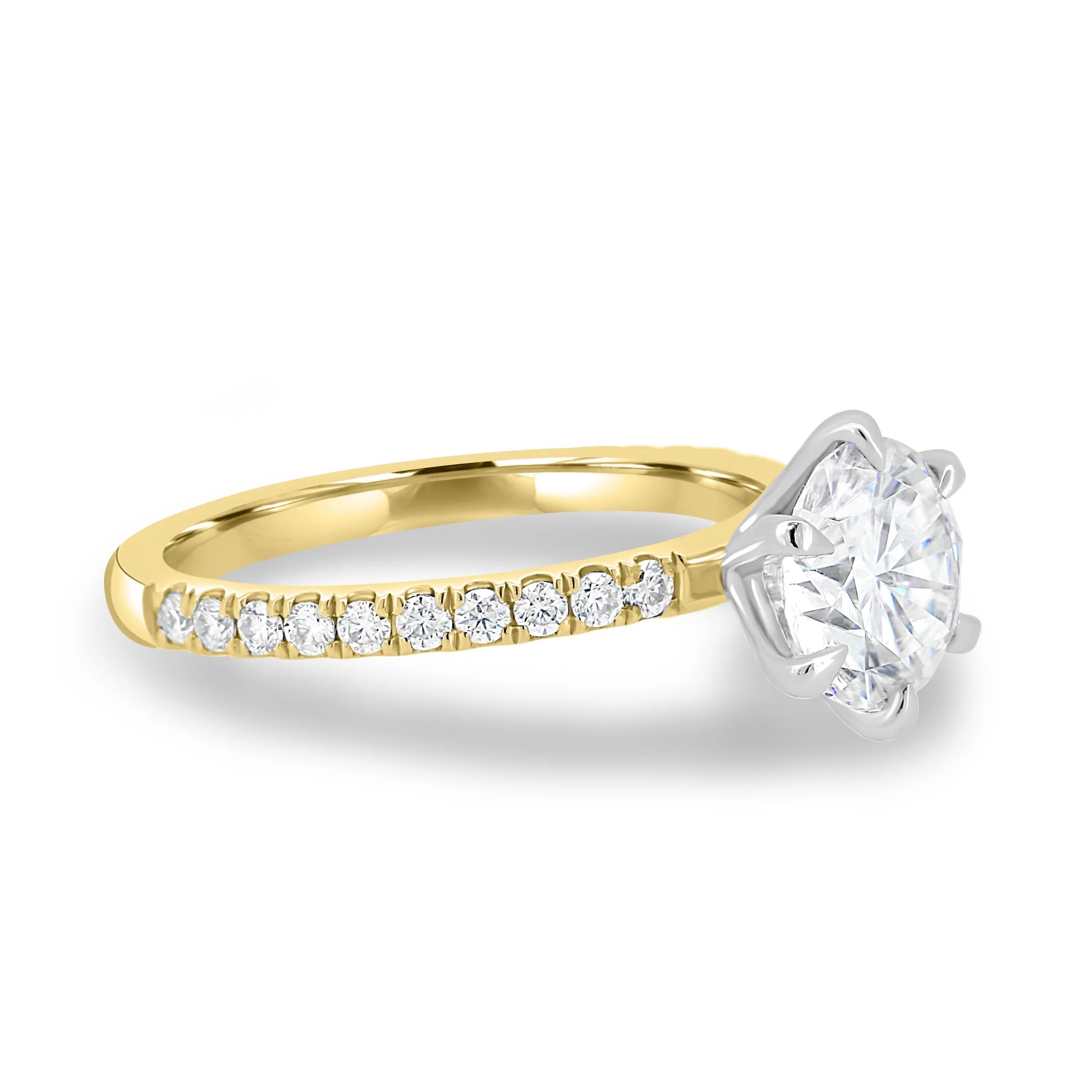 2.0ct Round Cut Pave D-VVS Lab Grown Diamond Engagement Ring