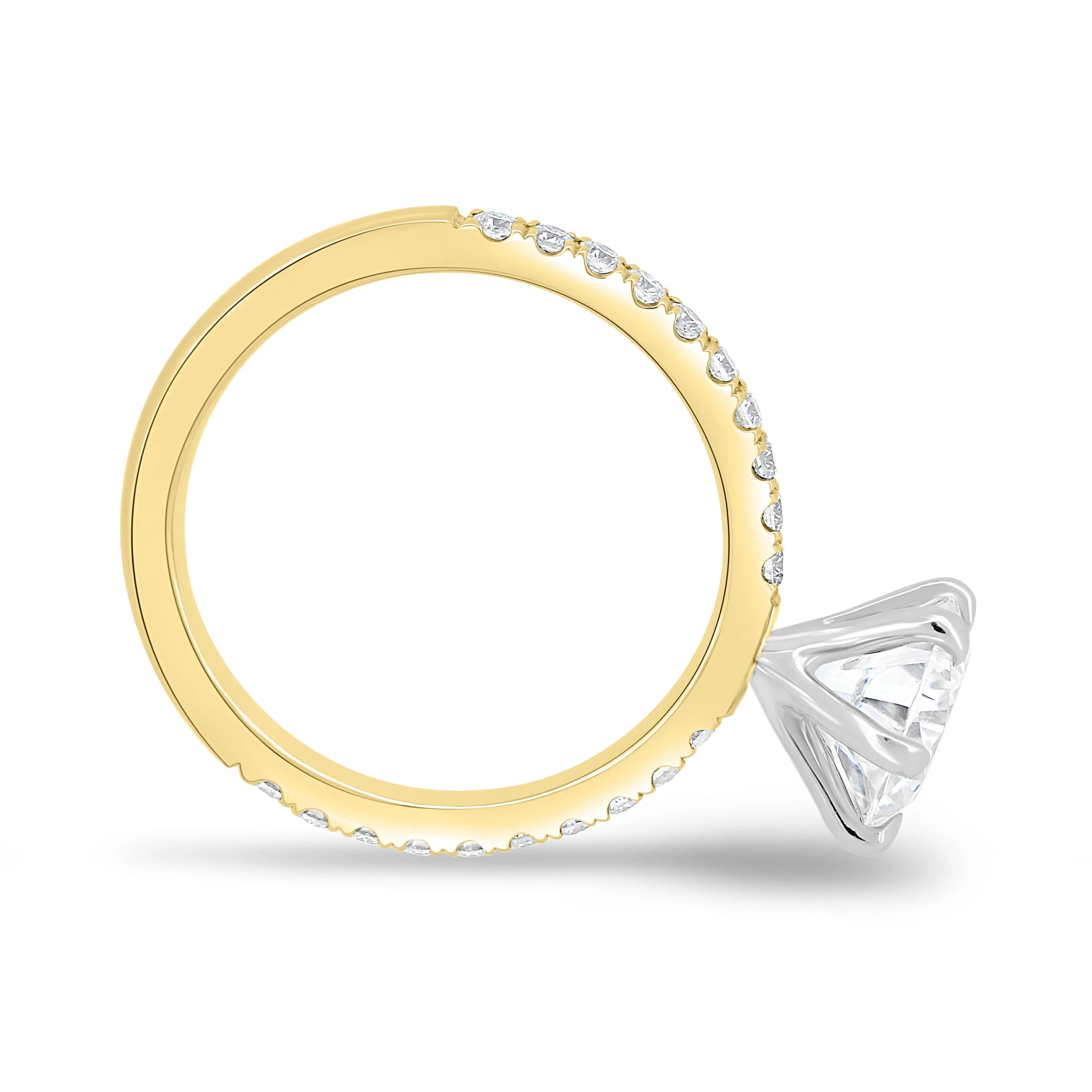 2.0ct Round Cut Pave D-VVS Lab Grown Diamond Engagement Ring