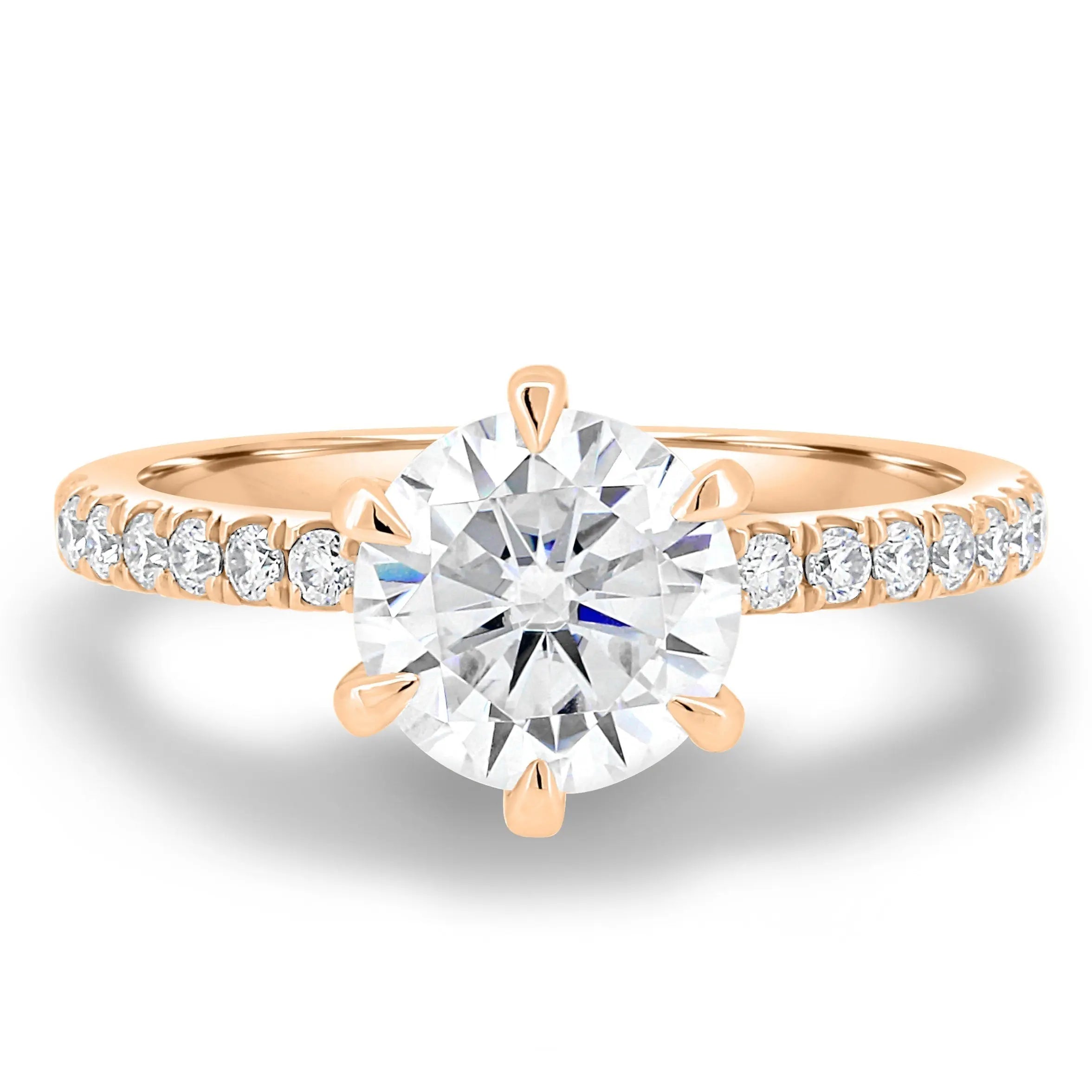 2.0ct Round Cut Pave D-VVS Lab Grown Diamond Engagement Ring