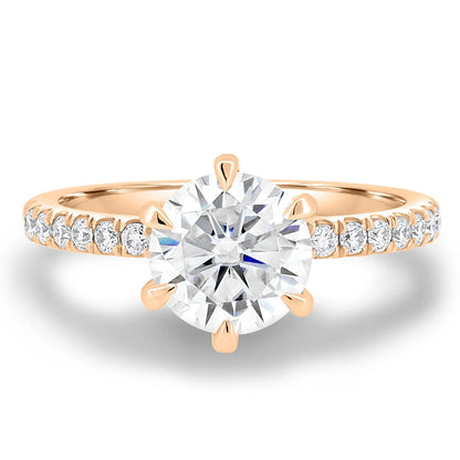 2.0ct Round Cut Pave D-VVS Lab Grown Diamond Engagement Ring