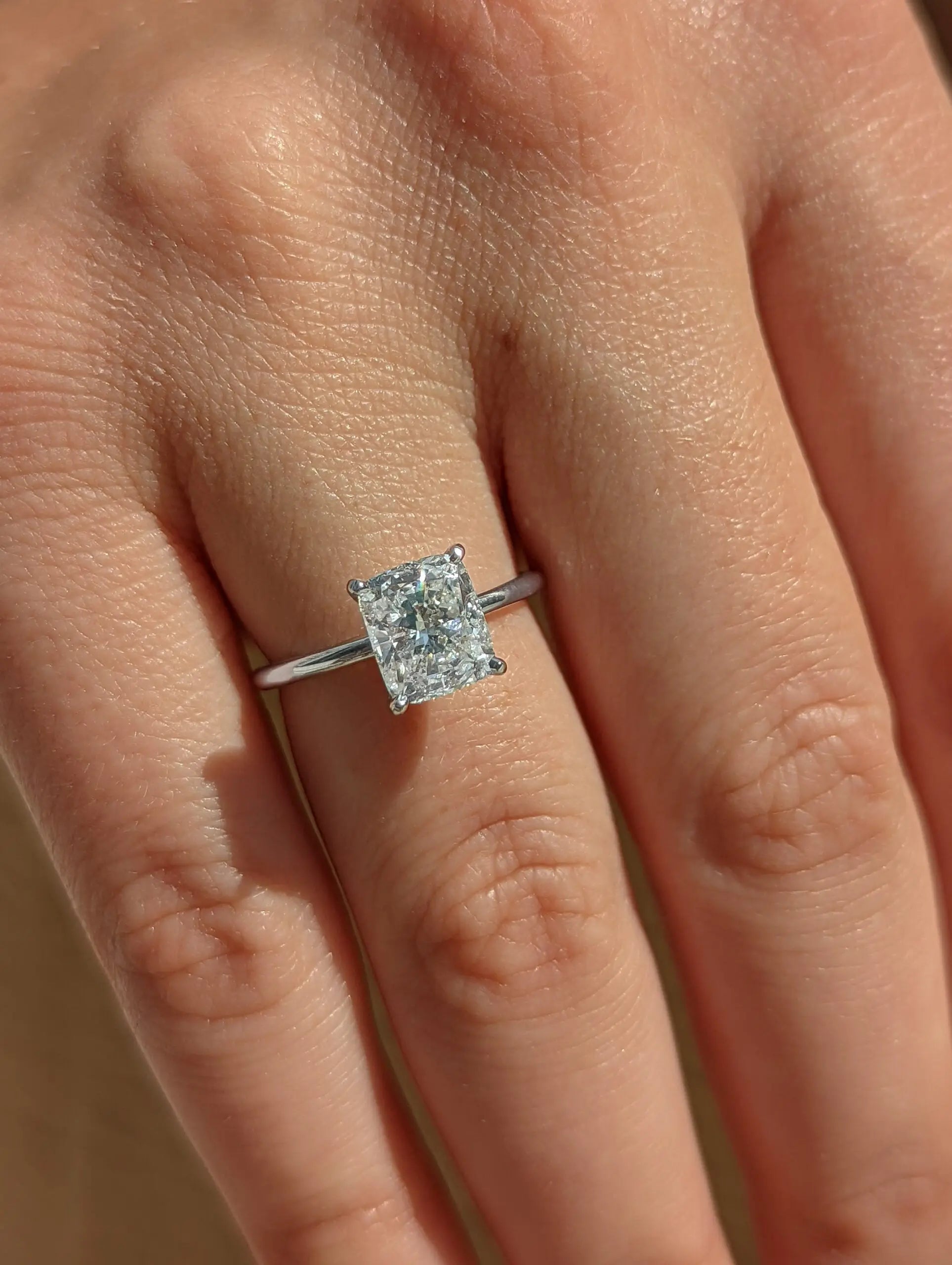 2.0 ct Cushion D- VVS Lab Grown Diamond Solitaire Engagement Ring