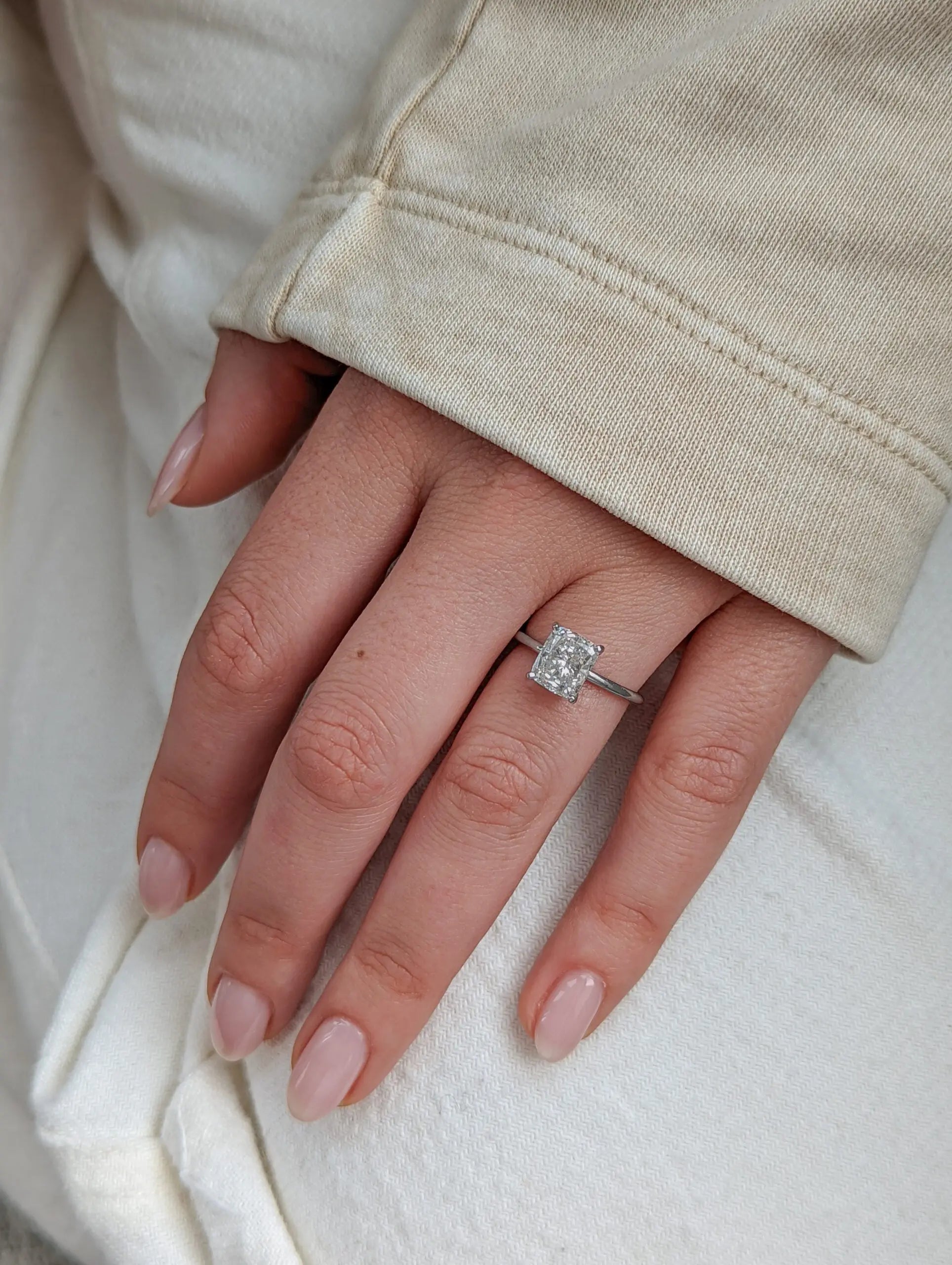 2.0 ct Cushion D- VVS Lab Grown Diamond Solitaire Engagement Ring
