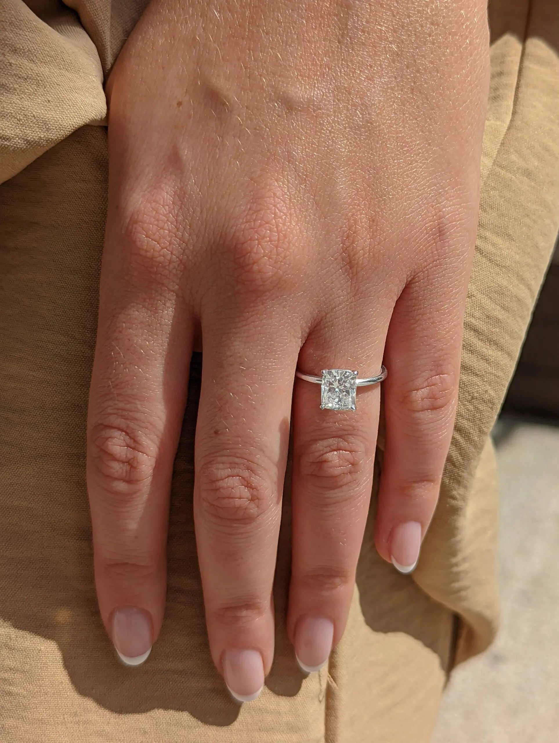 2.0 ct Cushion D- VVS Lab Grown Diamond Solitaire Engagement Ring
