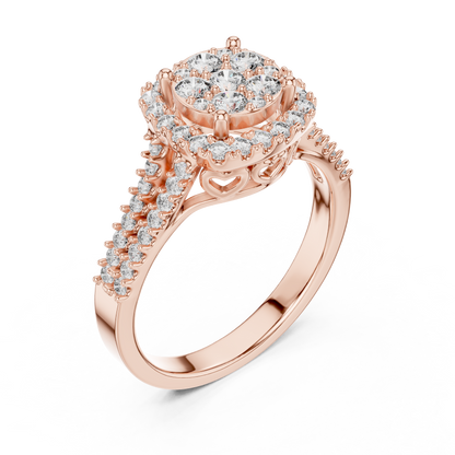 0.2 CT Lab Grown Diamond Heart Shape Crown Solitaire Pave Band Wedding Ring