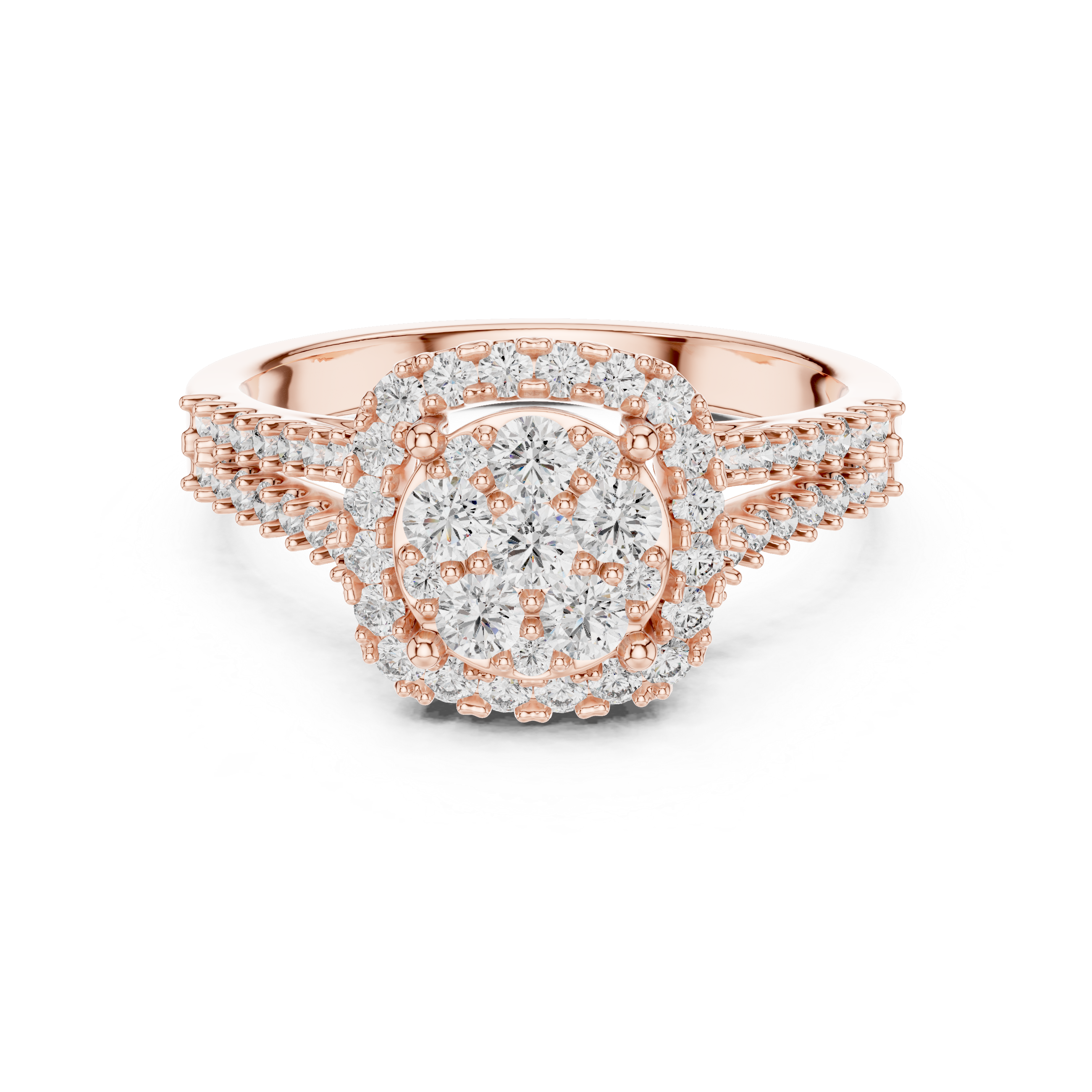 0.2 CT Lab Grown Diamond Heart Shape Crown Solitaire Pave Band Wedding Ring