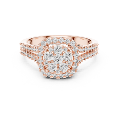 0.2 CT Lab Grown Diamond Heart Shape Crown Solitaire Pave Band Wedding Ring