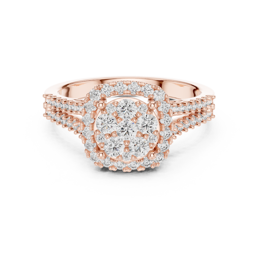 0.2 CT Lab Grown Diamond Heart Shape Crown Solitaire Pave Band Wedding Ring