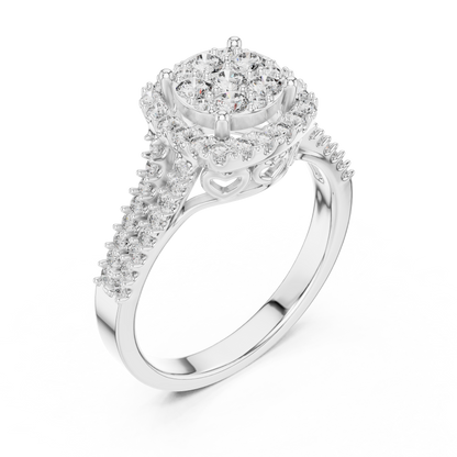 0.2 CT Lab Grown Diamond Heart Shape Crown Solitaire Pave Band Wedding Ring