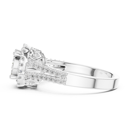 0.2 CT Lab Grown Diamond Heart Shape Crown Solitaire Pave Band Wedding Ring