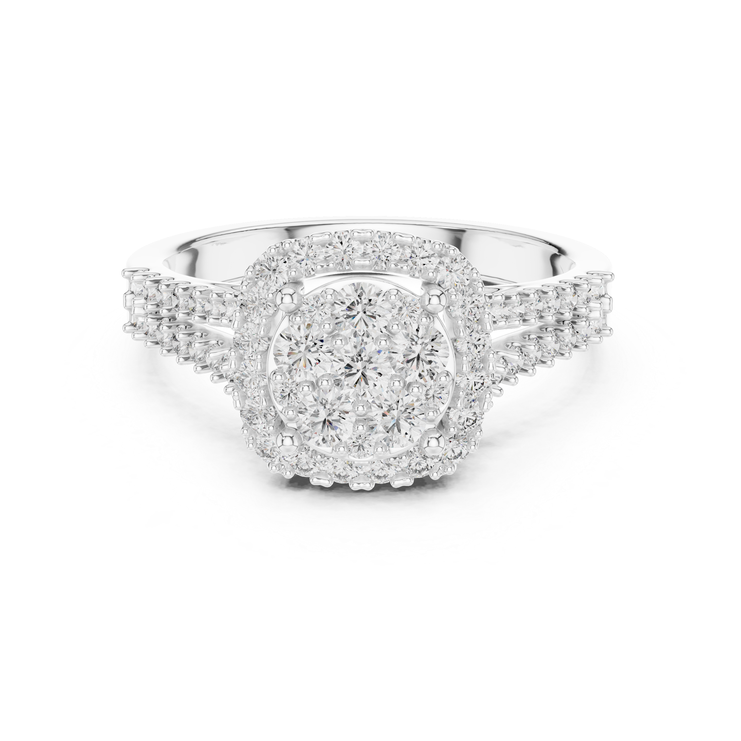 0.2 CT Lab Grown Diamond Heart Shape Crown Solitaire Pave Band Wedding Ring