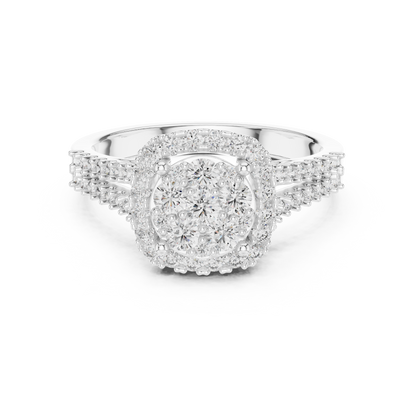 0.2 CT Lab Grown Diamond Heart Shape Crown Solitaire Pave Band Wedding Ring
