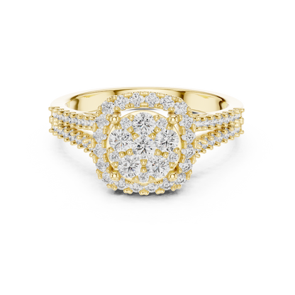 0.2 CT Lab Grown Diamond Heart Shape Crown Solitaire Pave Band Wedding Ring