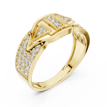 Stylish Men’s Statement Ring with Round-Cut Lab-Grown Diamonds