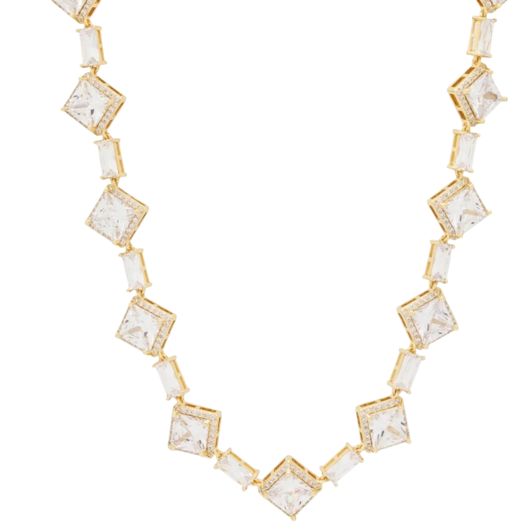 Emerald & Princess Cut Moissanite VVS Diamond Tennis Chain