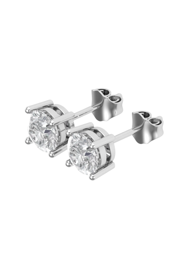 2.0 CT Round VVS Moissanite Diamond Simple Earrings