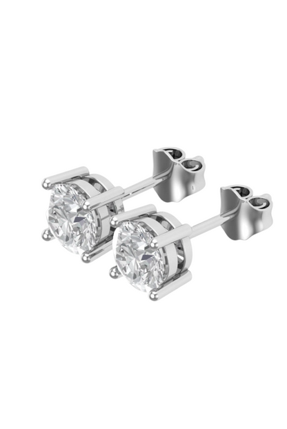 2.0 CT Round VVS Moissanite Diamond Simple Earrings