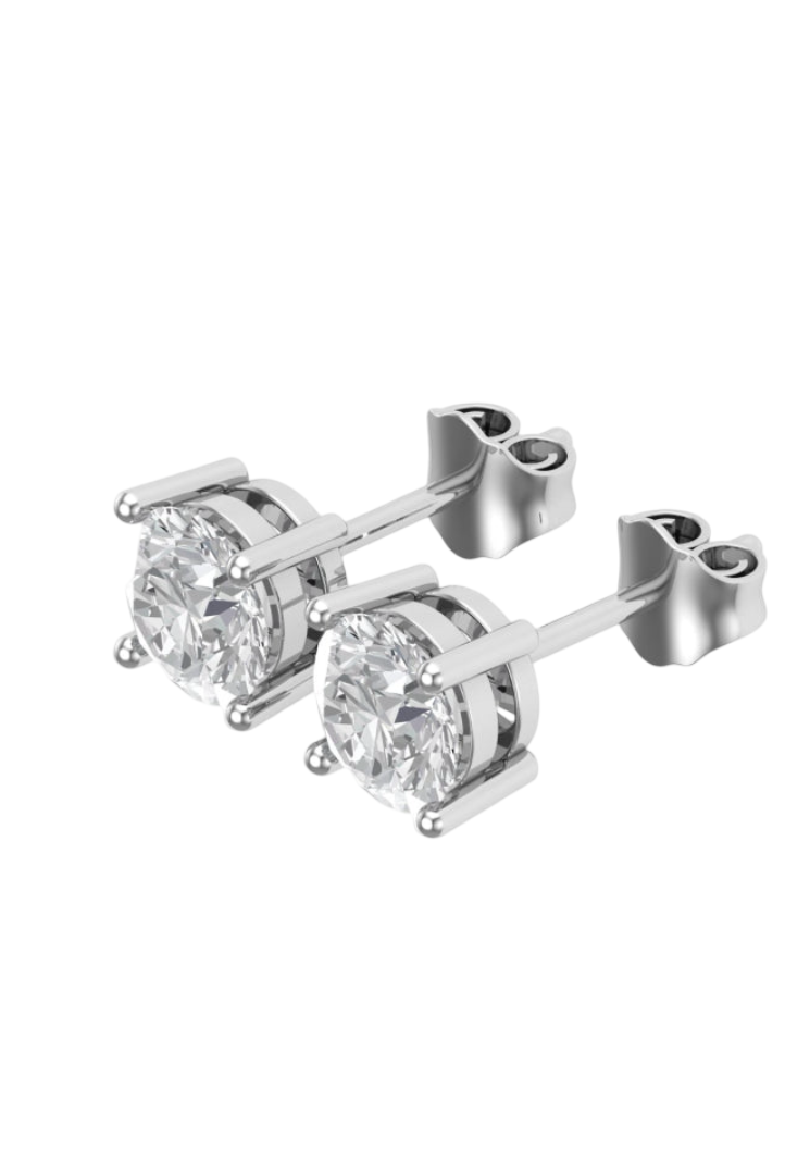 2.0 CT Round VVS Moissanite Diamond Simple Earrings